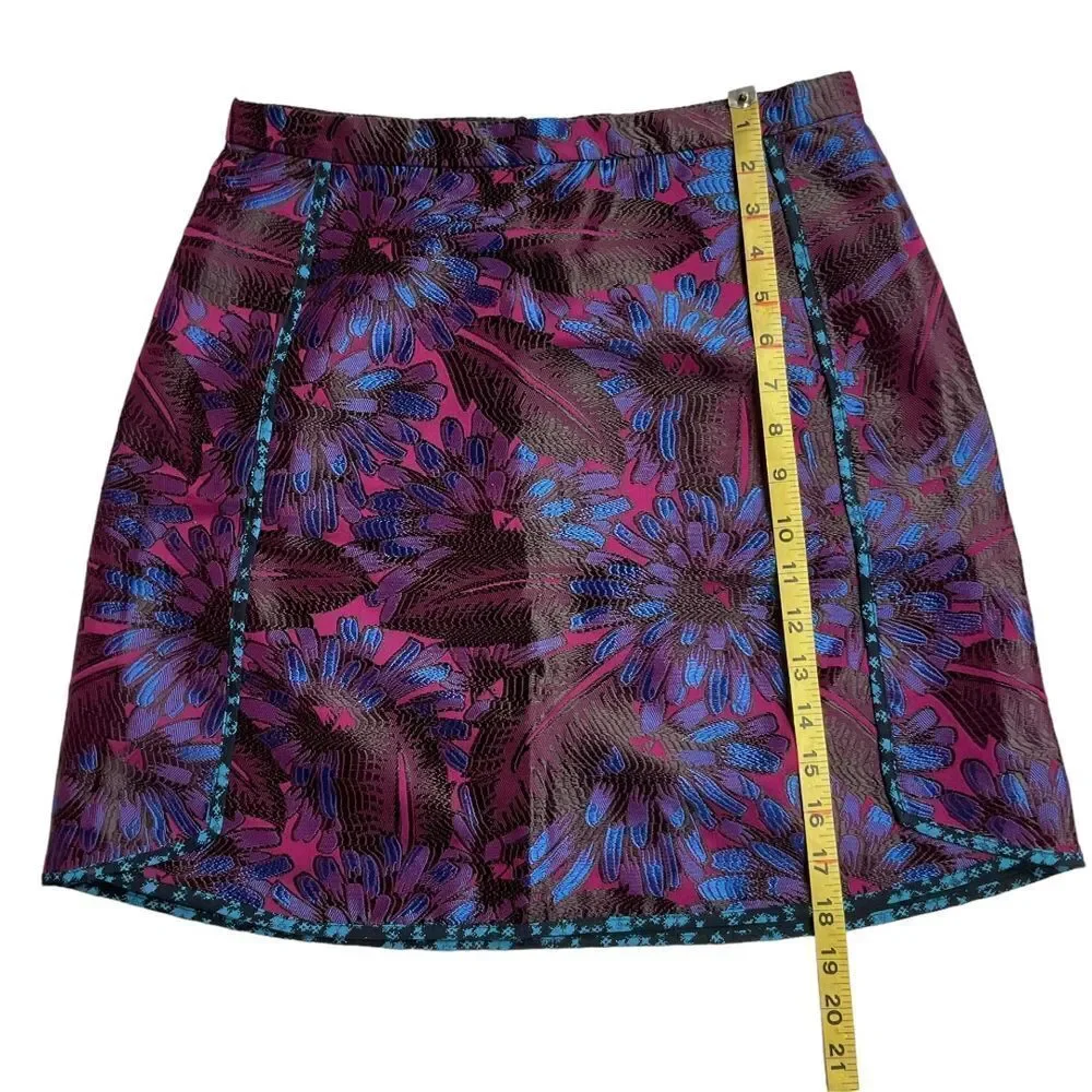 J. Crew Floral Jacquard Mini Skirt‎ Size 4 Purple Midnight Embroidered NWT